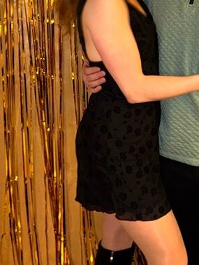 Black Floral Sheer Slip Dress